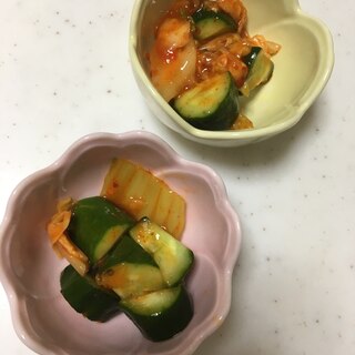 きゅうりと白菜キムチのナムル風(^^)